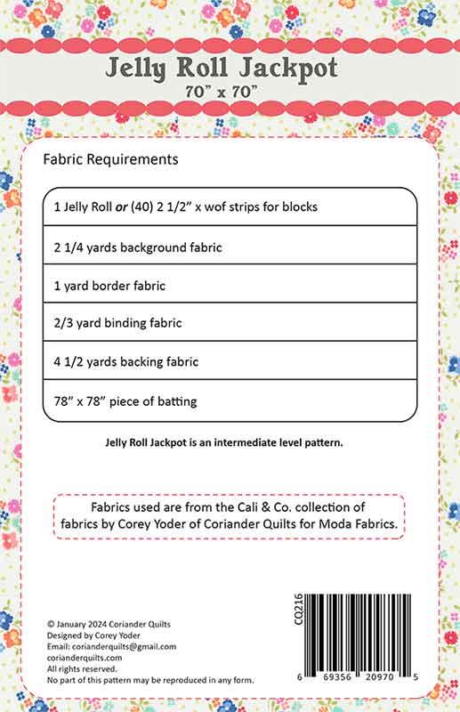 Cali & Co Jelly Roll Jackpot Precut Friendly Pattern