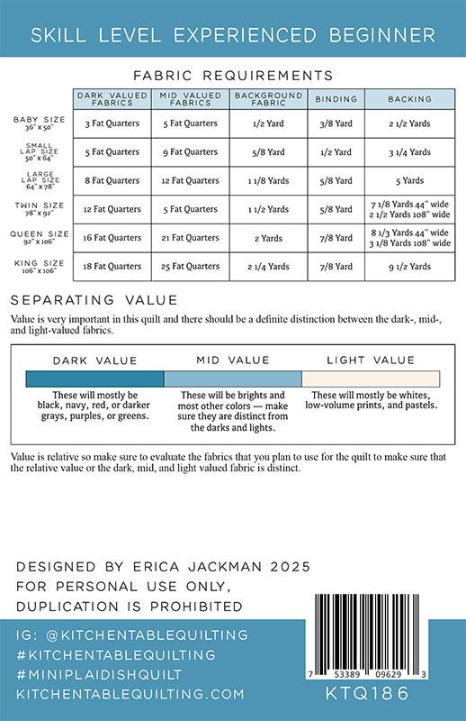 Mini Plaidish Pattern by Kitchen Table Quilting