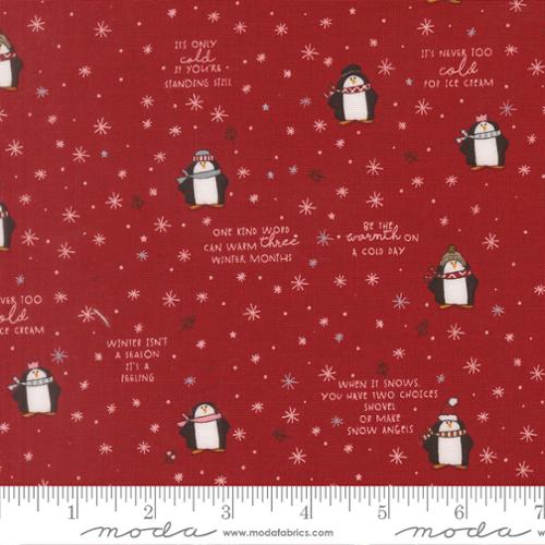 Chilly Mr Penguin Red Yardage