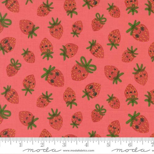 Funny Valentine Coral Strawberries yardage
