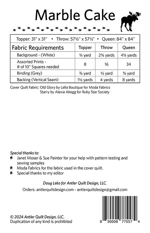 Marble Cake Pattern by Doug Leko Antler Quilt Designs