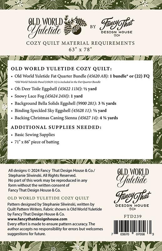 Old World Yuletide Cozy Quilt Pattern by Fancy That Design