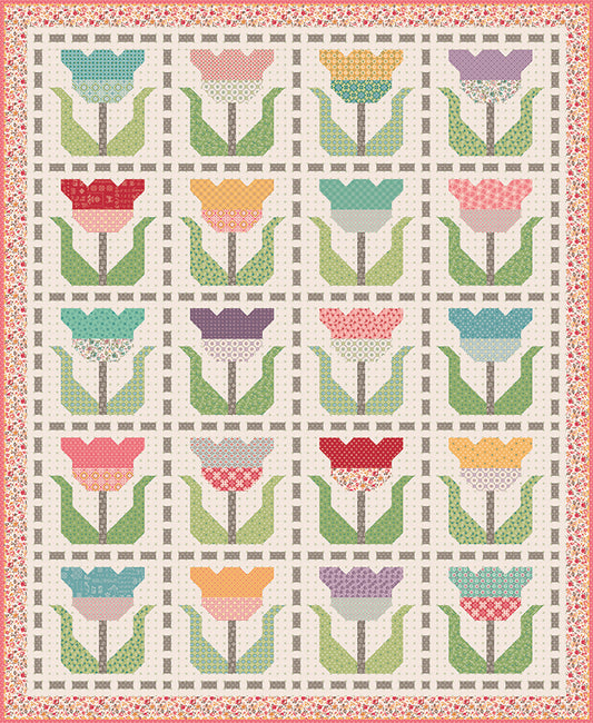 Lori Holt Piece & Plenty Stitched Tulips Quilt Kit
