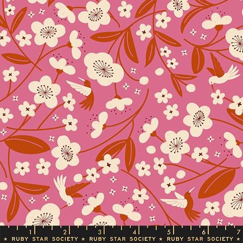 Ruby Star Society Persimmon Hibiscus Yardage