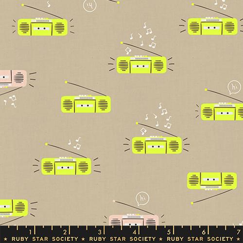 Ruby Star Society Lofi Linens Khaki Boombox yardage