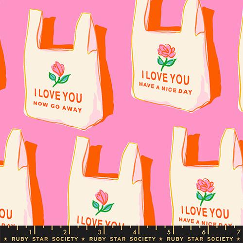 Ruby Star Society Sparkle Mart Flamingo Shoppers yardage