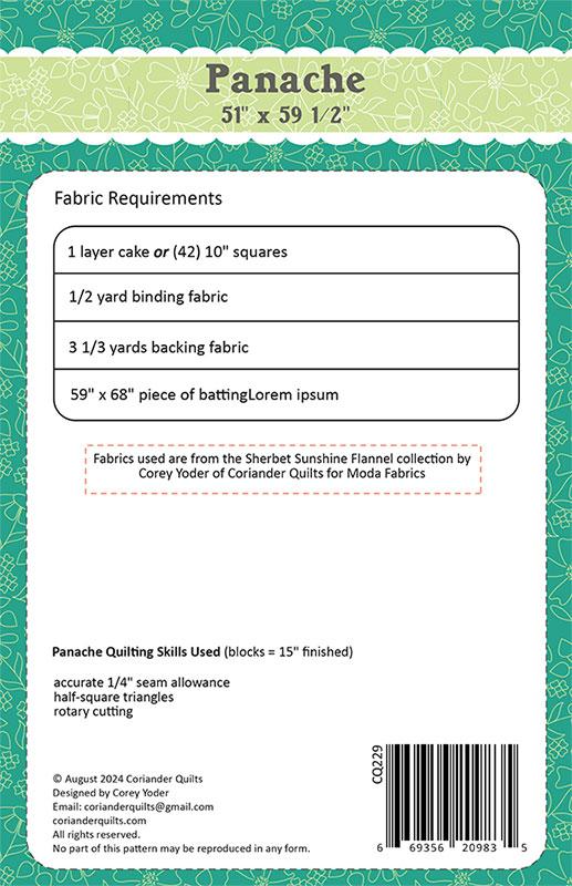 Panache Pattern by Coriander Quilts