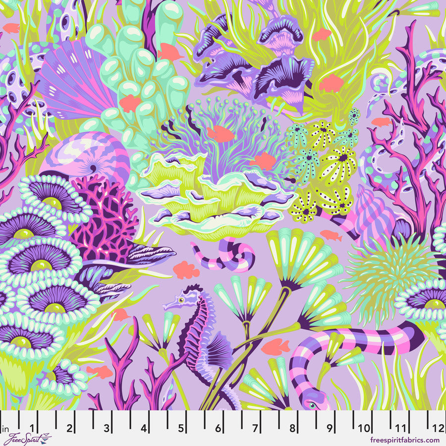 Tula Pink Floral Reef - Reef What You Sew Ultraviolet Yardage