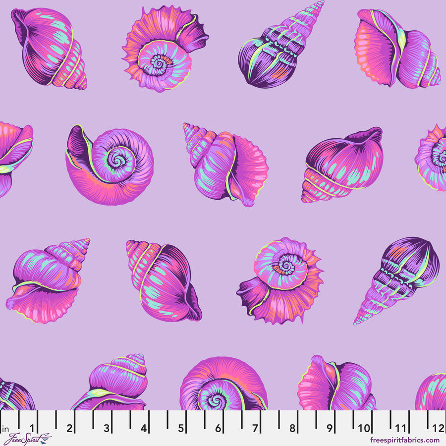 Tula Pink Floral Reef Lil Shelly Ultraviolet Yardage