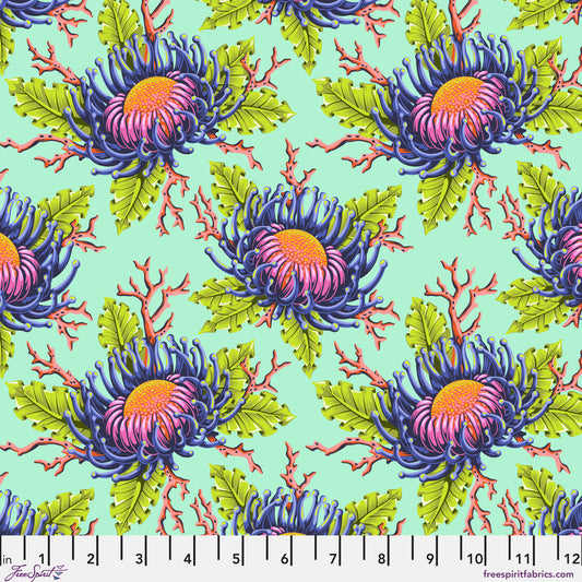 Tula Pink Floral Reef - Friends & Anemones Seafoam Yardage