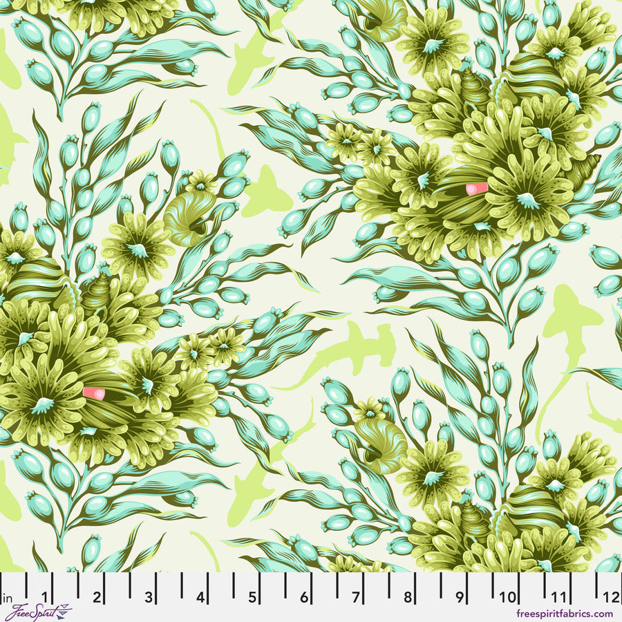 Tula Pink Floral Reef Shadow Sharks Seagrass Yardage