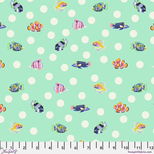 Tula Pink Floral Reef School Crossing Seafoam Yardage
