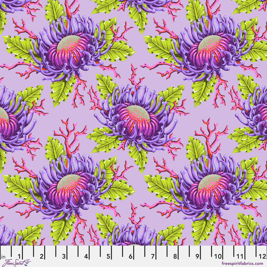 Tula Pink Floral Reef - Friends & Anemones Ultraviolet Yardage