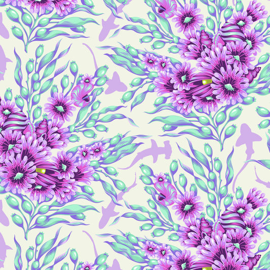 Tula Pink Floral Reef Shadow Sharks Ultraviolet Yardage